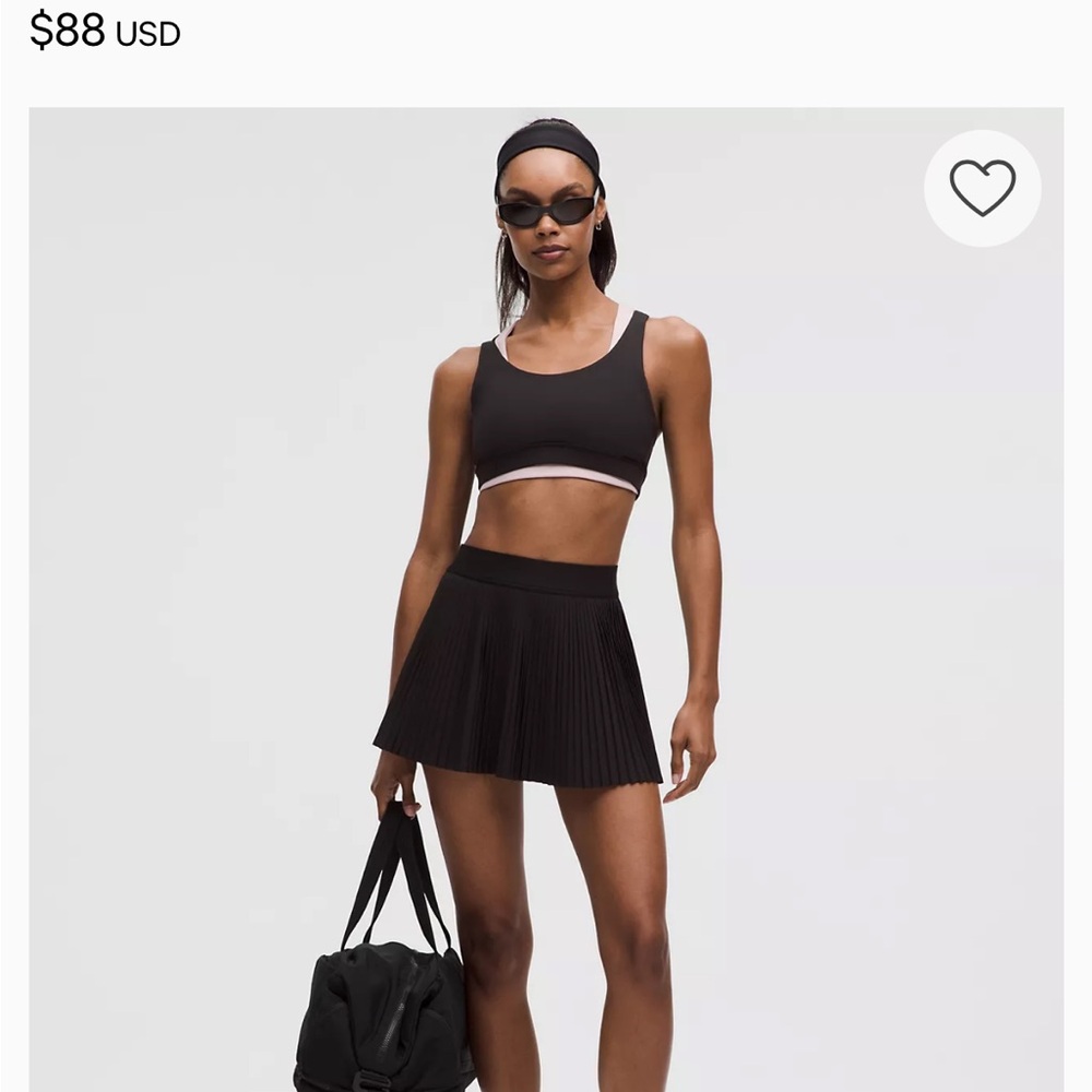 Lululemon varsity high waisted Black Pleated Skirt size 4 worn once!